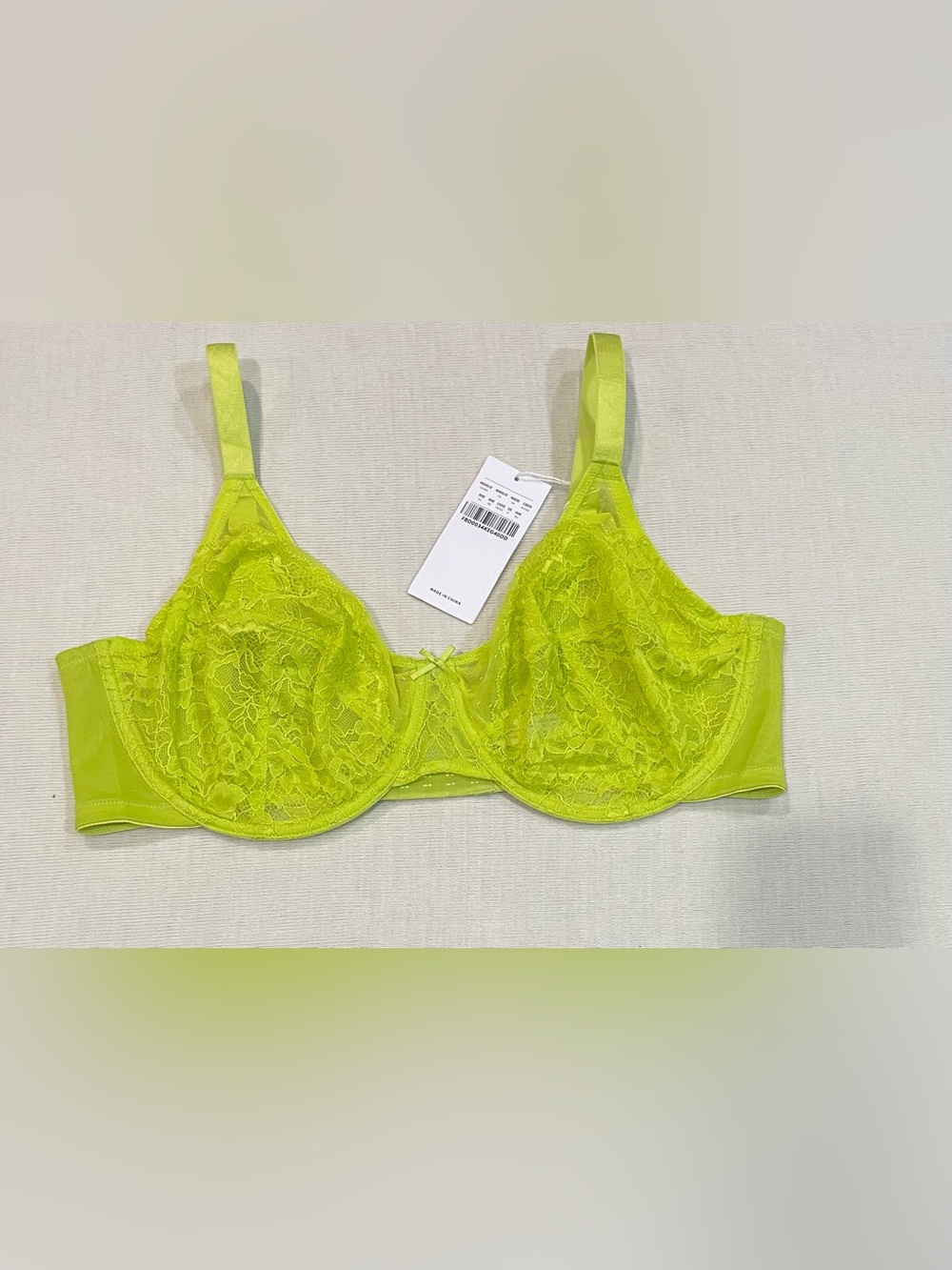HSIA Enchante Lace Unlined Full Coverage Underwire Bra Kelly Green 40DD NWT